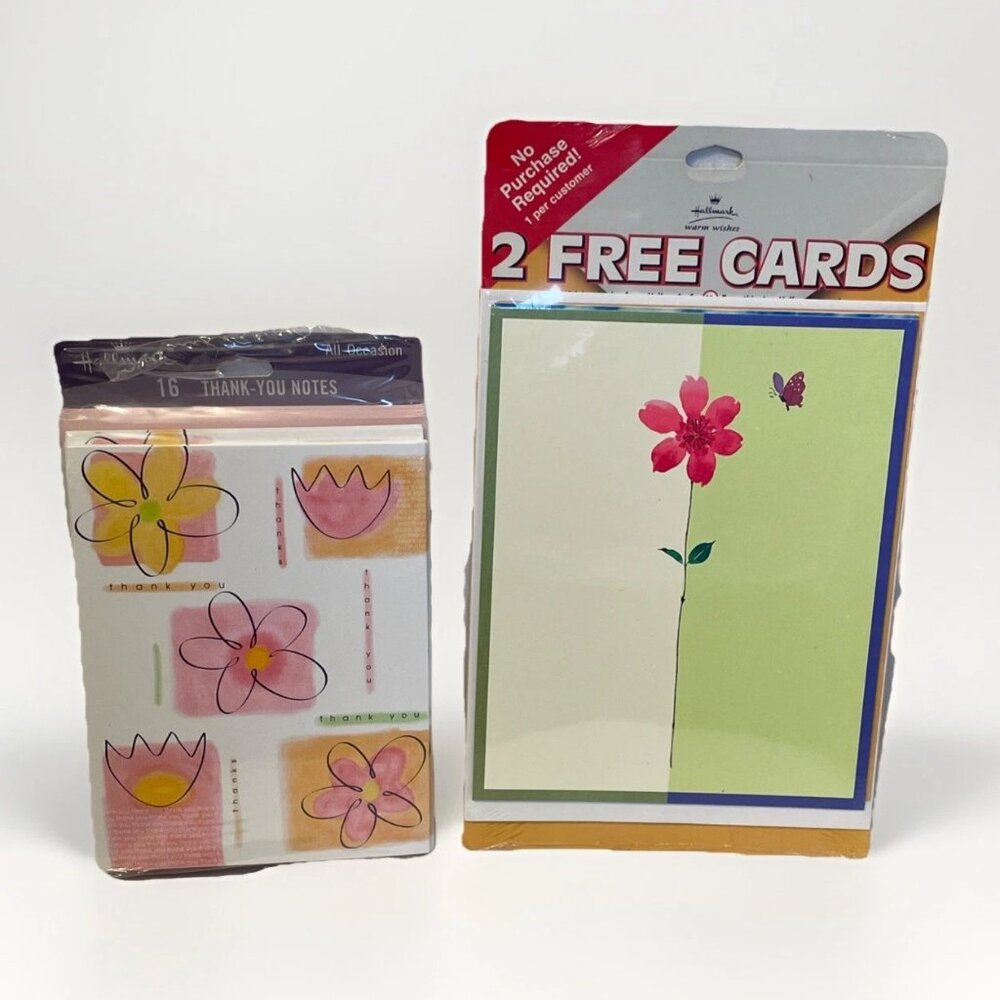 16 Hallmark Thank You Cards with Envelopes Plus 2 Free Hallmark Cards NEW